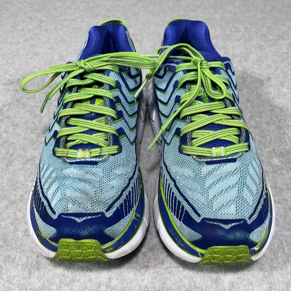 Hoka One Clifton 4 Womens 6.5 Running Walking Shoes 1016724 Sneakers Blue Green - Picture 2 of 12